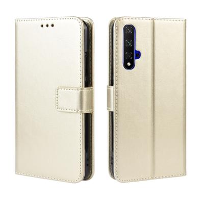 Retro Crazy Horse textuur horizontale Flip lederen case voor Huawei Honor 20 met houder & kaartsleuven & fotolijstjes (goud)
