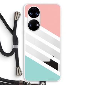 Strepen pastel: Huawei P50 Transparant Hoesje met koord