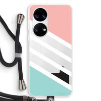 Strepen pastel: Huawei P50 Transparant Hoesje met koord Strepen pastel: Huawei P50 Transparant Hoesje met koord