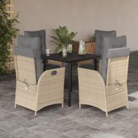 5-delige Tuinset met kussens poly rattan beige