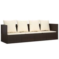 vidaXL Loungebed met kussens poly rattan bruin