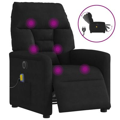 Massagestoel elektrisch verstelbaar microvezelstof zwart