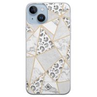iPhone 14 Plus siliconen hoesje - Stone & leopard print - thumbnail