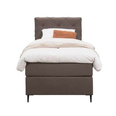 Boxspring Liv geruit - donkerbruin - 90x200 cm - slanke poot - Leen Bakker