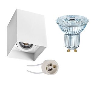 Opbouwspot Set - LEDVANCE Parathom PAR16 940 36D - Pragmi Luxina Pro - GU10 Fitting - Dimbaar - Opbouw Vierkant - Mat Wit - 5.5W - Natuurlijk Wit 4000K - Verdiept - Kantelbaar - 90mm