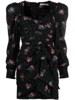 Alessandra Rich robe courte à fleurs - Noir - thumbnail