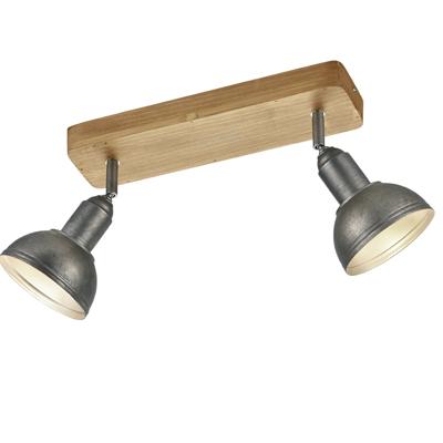 Trio Houten plafondlampDelhi 2-lichts spots antiek zilver - 803400267