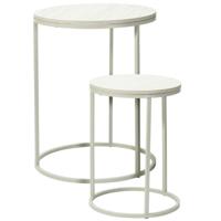 Bijzettafeltjes set 2x stuks Verona - wit - D40 x H50 cm/D30 x H40 cm - metaal/hout