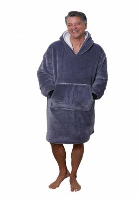 Luxe fleece deken met capuchon - antraciet Luxe fleece deken met capuchon - antraciet