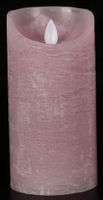 Batterijverlichting kaars wax rustiek bewegende vlam 7,5x15cm roze 3xaaa/timer - Anna's Collection