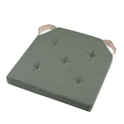 Stof Textile stoelkussen DUO - groen - 38 x 38 x 4 cm - klittenband sluiting