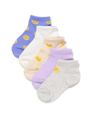HEMA Kinder Enkelsokken Gezichtjes - 5 Paar Lila (lila)