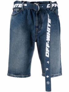 Off-White short en jean à taille ceinturée - Bleu