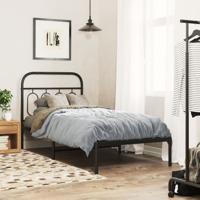 Bedframe met hoofdbord metaal zwart 80x200 cm - thumbnail
