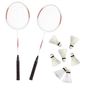 Badminton set rood/wit met 7x shuttles en opbergtas