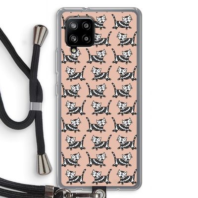 Zwarte poes: Samsung Galaxy A42 5G Transparant Hoesje met koord