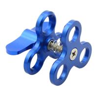 PULUZ Triple Ball Clamp close hole duiken camera beugel CNC aluminium voorjaar zaklamp klem voor duiken onderwater fotografie systeem (blauw)
