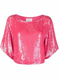 P.A.R.O.S.H. blouse crop brodée de sequins - Rose