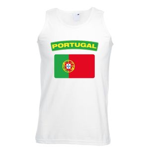 Singlet shirt/ tanktop Portugese vlag wit heren