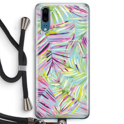 Tropical Palms Blue: Huawei P20 Transparant Hoesje met koord