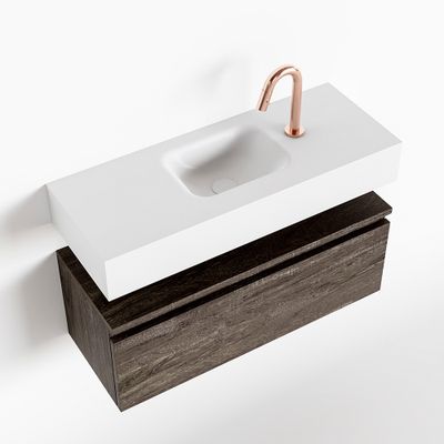 Toiletmeubel Mondiaz Andor | 80 cm | Meubelkleur Dark brown | Lex vrijhangend wastafel Talc Midden | 1 kraangat