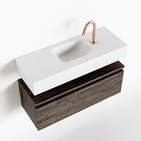 Toiletmeubel Mondiaz Andor | 80 cm | Meubelkleur Dark brown | Lex vrijhangend wastafel Talc Midden | 1 kraangat