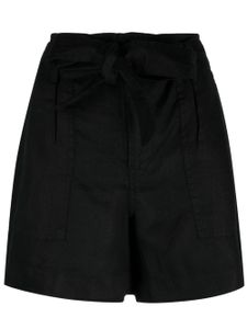 Lauren Ralph Lauren short en lin à taille ceinturée - Noir