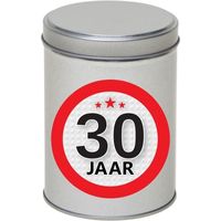 Cadeau/kado zilver rond blik 30 jaar 13 cm   -