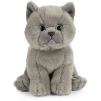 Grijze Britse Korthaar knuffel katten/poezen 16 cm knuffeldieren   -