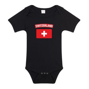 Switzerland / Zwitserland landen rompertje met vlag zwart voor babys