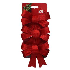 Kerstornamenten strikken - 3x st - velvet rood - 10 x 13 cm - kerstboomstrikjes