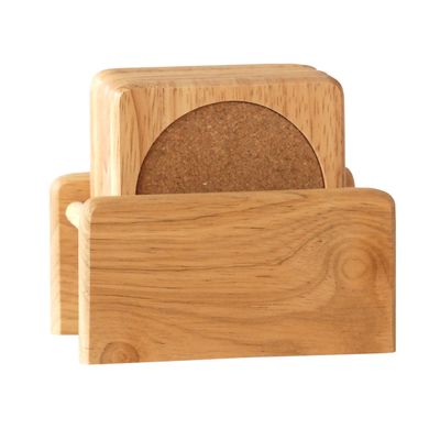 Set van 30x glazenonderzetters hout in houder 10 cm