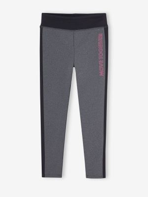 Sportlegging meisjes met zijstroken gemêleerd grijs