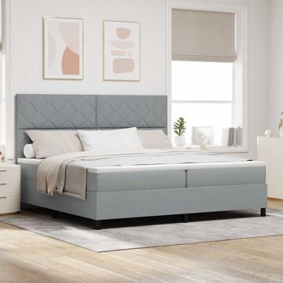 Boxspringbed met Matras & LED Licht, Lichtgrijs, 200 x 200 cm, Stof