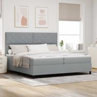 Boxspringbed met Matras & LED Licht, Lichtgrijs, 200 x 200 cm, Stof