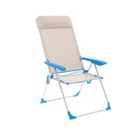 Marbueno Vouwstoel 5 Posities Aluminium met Beige/Blauw Kussen Strand en Zwembad 69X58X109 cm 10175