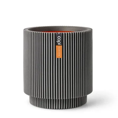 Vaas cylinder groove nl 44x46cm antraciet