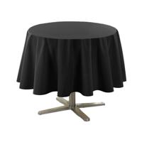 Eettafel tafelkleed rond - zwart - polyester - Dia 180 cm - Basic eettafel tafelkleden