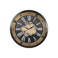 Muurklok Home ESPRIT Zwart Gouden Ijzer 80 X 8,5 X 80 cm
