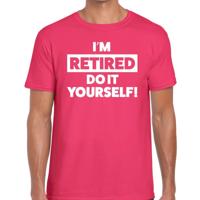 Pensioen thema cadeau I am retired do it yourself! t-shirt -roze - voor heren - afscheid cadeau