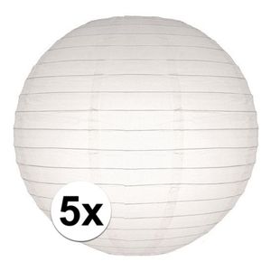 5x Witte bruiloft versiering lampionnen rond 25 cm   -