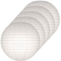 5x Witte bruiloft versiering lampionnen rond 25 cm   - - thumbnail