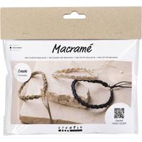 Creativ Company Mini hobbyset macramé, armband, zwart, olijfbruin, zandkleur, 1 doos
