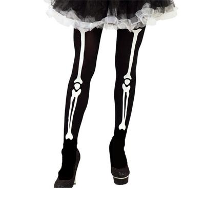 Halloween/horror skelet panty - verkleed panty - met botten - zwart - volwassenen