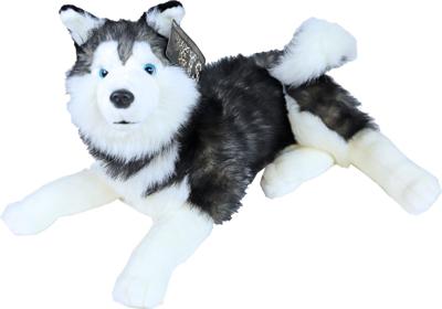 Boony Natural Decoration pluche husky 53 cm liggend - Gebr de boon
