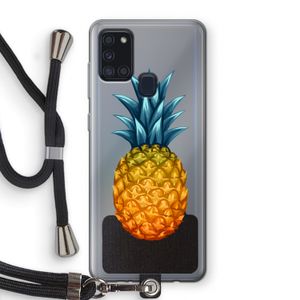 Grote ananas: Samsung Galaxy A21s Transparant Hoesje met koord