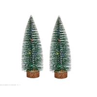 2x stuks kleine/mini decoratie kerstboompjes van 30 cm met gekleurde LED lichtjes