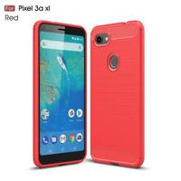 Geborsteld textuur koolstofvezel TPU Case voor Google pixel 3a XL (rood)