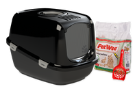 Peewee Startpakket Kattenbak Ecodome - Zwart - thumbnail