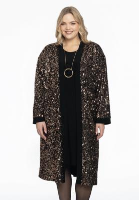 Yoek Lang vest GOLD SEQUINS | Zwart | Maat 58/60